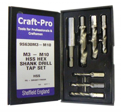 M3-M10 HSS HEX SHK DRILL TAP SET